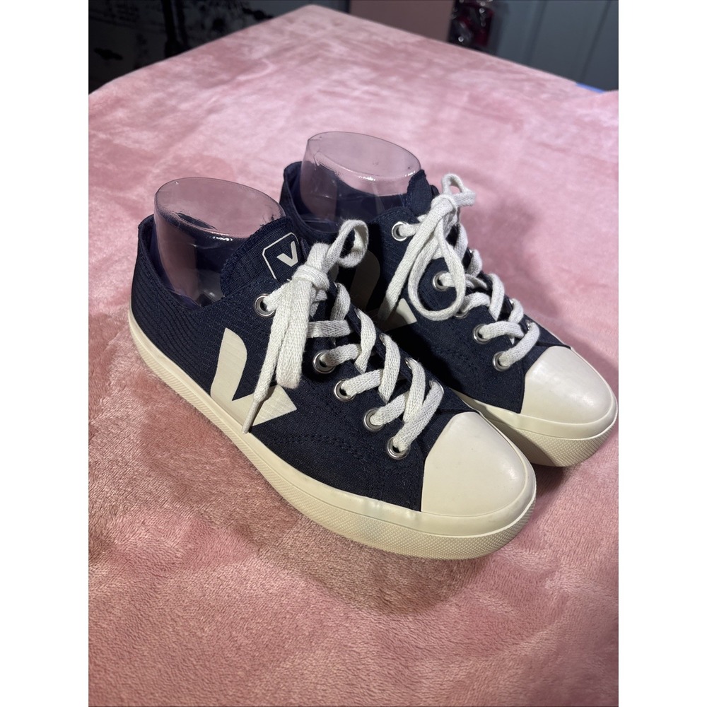 Veja Sneakers Womens Sz 7 Wata III Low Top Canvas Ripstop Blue Logo Casual